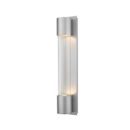Z-Lite Striate 2 Light Outdoor Wall Sconce, Silver & Clear Optic Glass 575B-SL-LED